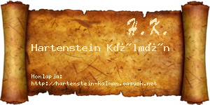 Hartenstein Kálmán névjegykártya